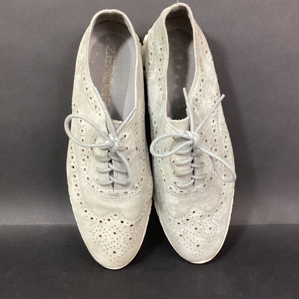 Cole Haan Grand Os -Women's Sz 8.5(B) -Gray Suede -Oxford Dress Shoes D44059 - Picture 4 of 11